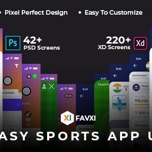 FavXI – Fantasy Sports App PSD+XD Template