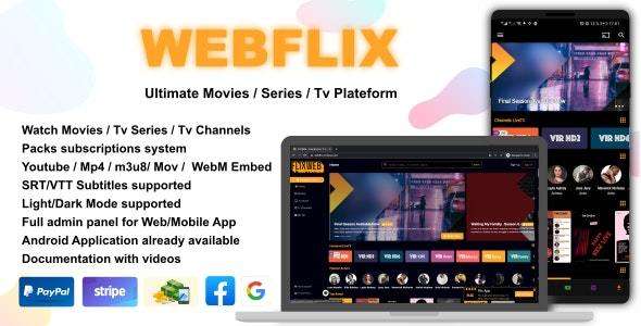 WebFlix – Movies – TV Series – Live TV Channels – Subscription Script Download