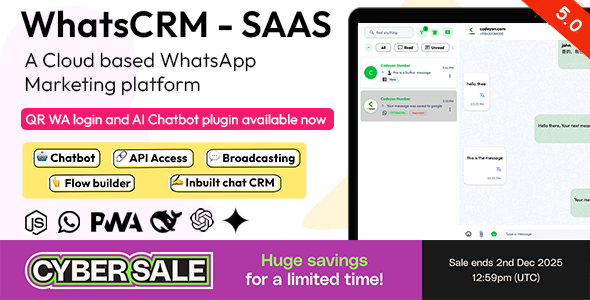 WhatsCRM - Chatbot, Flow Builder, API Access, WhatsApp CRM SAAS System