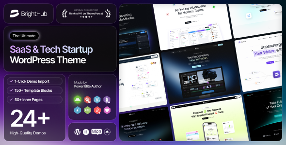 BrightHub - SaaS & Tech Startup WordPress Theme Latest