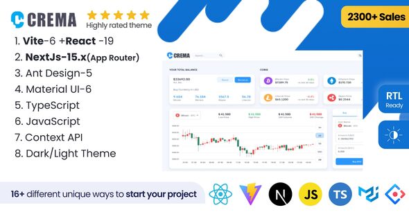 Crema - React Admin Template Material Design and Ant Design(Nextjs+CRA+Vite)