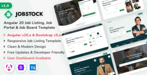 JobStock - Angular 20 Job Listing, Job Portal Landing Admin Dashboard Template