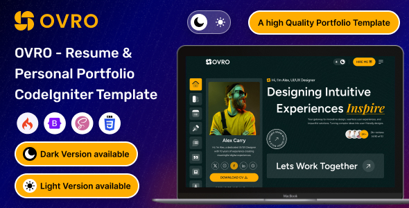 Ovro – Resume Personal Portfolio CodeIgniter Template