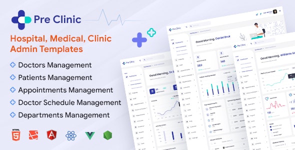 Preclinic - Medical Hospital Admin Dashboard Template for Healthcare Management (HTML, React)