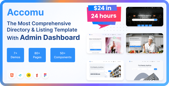 Accomu - Tailwind Directory Listings Template