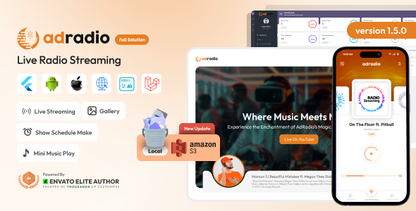 AdRadio v1.5.0 - Live Radio Streaming Website and Apps with Admin Panel Nulled