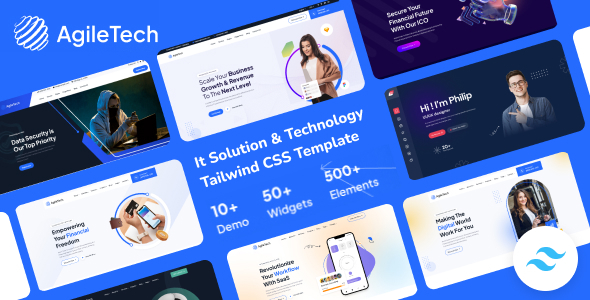 AgileTech - Tailwind CSS Multipurpose IT Solutions Technology Template