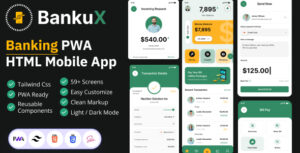 Bankux - Wallet Banking PWA HTML Mobile App Template