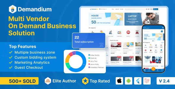 Demandium v3.7 – Multi Provider On Demand, Handyman, Home service App with admin panel Nulled