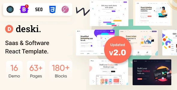 Deski - Software, SaaS Startup React Js Template