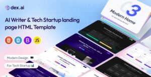 Dex.AI - AI Writer Tech Startup Landing Page Template