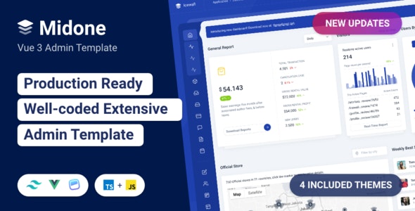 Midone - Vuejs 3 Admin Dashboard Template + HTML Version